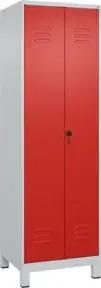 C+P Wäsche-Spind Classic PLUS, Füße, 2 Abteile, 1950x600x500mm, 7035/3020 Verschluss Sicherheits-Drehriegel Trennwand mittig