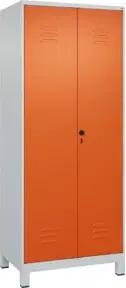 C+P Schwarz-Weiß-Spind Classic PLUS, Füße, 2 Abteile, 1950x800x500mm, 7035/2004 Verschluss Sicherheits-Drehriegel