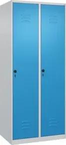 C+P Wäsche-Spind Classic PLUS, 2 Abteile, 1850x800x500mm, 7035/5012 Verschluss Sicherheits-Drehriegel