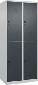 C+P Doppelstock-Spind Classic PLUS, 2 Abteile, 1850x800x500mm, 7035/7016 Verschluss Sicherheits-Drehriegel