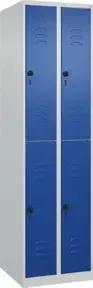 C+P Doppelstock-Spind Classic PLUS, 2 Abteile, 1850x500x500mm, 7035/5010 Verschluss Sicherheits-Drehriegel