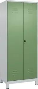 C+P Schwarz-Weiß-Spind Classic PLUS, Füße, 2 Abteile, 1950x800x500mm, 7035/6011 Verschluss Sicherheits-Drehriegel