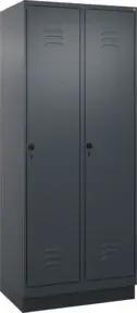 C+P Spind Classic PLUS, Sockel, 2 Abteile, 1950x800x500mm, 7016/7016 Verschluss Sicherheits-Drehriegel 4 Garderobenhaken