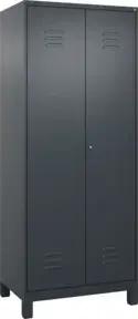 C+P Schwarz-Weiß-Spind Classic PLUS, Füße, 2 Abteile, 1950x800x500mm, 7016/7016 Verschluss Zylinderschloss