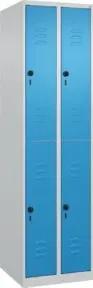 C+P Doppelstock-Spind Classic PLUS, 2 Abteile, 1850x500x500mm, 7035/5012 Verschluss Sicherheits-Drehriegel