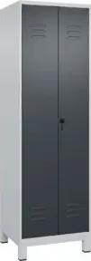 C+P PSA Doppel-Spind Classic PLUS, Füße, 2 Abteile, 1950x600x500mm, 7035/7016 Verschluss Sicherheits-Drehriegel