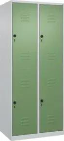 C+P Doppelstock-Spind Classic PLUS, 2 Abteile, 1850x800x500mm, 7035/6011 Verschluss Sicherheits-Drehriegel