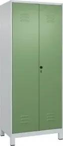 C+P PSA Doppel-Spind Classic PLUS, Füße, 2 Abteile, 1950x800x500mm, 7035/6011 Verschluss Sicherheits-Drehriegel