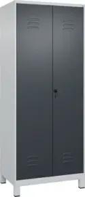 C+P Schwarz-Weiß-Spind Classic PLUS, Füße, 2 Abteile, 1950x800x500mm, 7035/7016 Verschluss Sicherheits-Drehriegel