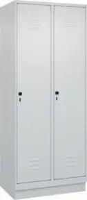 C+P Spind Classic PLUS, Sockel, 2 Abteile, 1950x800x500mm, 7035/7035 Verschluss Sicherheits-Drehriegel 4 Garderobenhaken