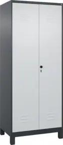 C+P Schwarz-Weiß-Spind Classic PLUS, Füße, 2 Abteile, 1950x800x500mm, 7016/7035 Verschluss Sicherheits-Drehriegel