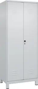 C+P Wäsche-Spind Classic PLUS, Füße, 2 Abteile, 1950x800x500mm, 7035/7035 Verschluss Sicherheits-Drehriegel Trennwand mittig