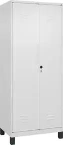 C+P Wäsche-Spind Classic PLUS, Füße, 2 Abteile, 1950x800x500mm, 9016/9016 Verschluss Sicherheits-Drehriegel Trennwand mittig