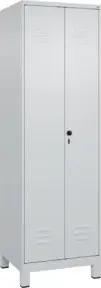 C+P Schwarz-Weiß-Spind Classic PLUS, Füße, 2 Abteile, 1950x600x500mm, 7035/7035 Verschluss Sicherheits-Drehriegel