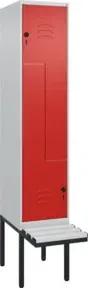 C+P Z-Spind Classic PLUS, Bank, 2 Fächer, 2120x400x815mm, 7035/3020 Verschluss Sicherheits-Drehriegel Sitzbanktyp auskragend Material Sitzfläche Kunststoff