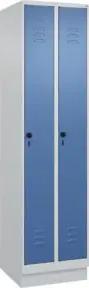 C+P Spind Classic PLUS, Sockel, 2 Abteile, 1950x500x500mm, 7035/5023 Verschluss Sicherheits-Drehriegel 3 Garderobenhaken