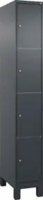 C+P Schließfachschrank Classic PLUS, Füße, 1 Abteil, 1950x300x500mm, 7016/7016 Innenhöhe Gefach oben (oberes 453 mm Front RAL 7016 Anthrazitgrau