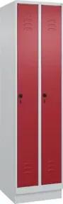 C+P Spind Classic PLUS, Sockel, 2 Abteile, 1950x500x500mm, 7035/3003 Verschluss Sicherheits-Drehriegel 3 Garderobenhaken