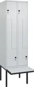 C+P Z-Spind Classic PLUS, Bank, 4 Fächer, 2120x600x815mm, 7035/7035 Verschluss Sicherheits-Drehriegel Sitzbanktyp auskragend Material Sitzfläche Kunststoff