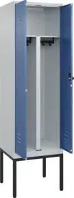 C+P PSA Doppel-Spind Classic PLUS, Gestell, 2 Abteile, 2120x600x500mm, 7035/5023 Verschluss Sicherheits-Drehriegel