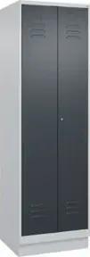 C+P Wäsche-Spind Classic PLUS, Sockel, 2 Abteile, 1950x600x500mm, 7035/7016 Verschluss Zylinderschloss Trennwand mittig