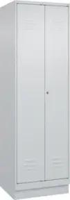 C+P Schwarz-Weiß-Spind Classic PLUS, Sockel, 2 Abteile, 1950x600x500mm, 7035/703 Front RAL 7035 Lichtgrau Verschluss Zylinderschloss