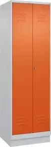 C+P Schwarz-Weiß-Spind Classic PLUS, Sockel, 2 Abteile, 1950x600x500mm, 7035/200 Front RAL 2004 Reinorange Verschluss Zylinderschloss