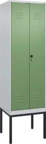 C+P PSA Doppel-Spind Classic PLUS, Gestell, 2 Abteile, 2120x600x500mm, 7035/6011 Verschluss Sicherheits-Drehriegel