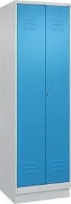 C+P Wäsche-Spind Classic PLUS, Sockel, 2 Abteile, 1950x600x500mm, 7035/5012 Verschluss Zylinderschloss Trennwand mittig