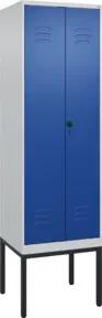 C+P PSA Doppel-Spind Classic PLUS, Gestell, 2 Abteile, 2120x600x500mm, 7035/5010 Verschluss Sicherheits-Drehriegel