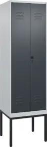 C+P PSA Doppel-Spind Classic PLUS, Gestell, 2 Abteile, 2120x600x500mm, 7035/7016 Verschluss Sicherheits-Drehriegel