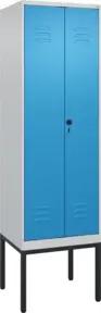 C+P PSA Doppel-Spind Classic PLUS, Gestell, 2 Abteile, 2120x600x500mm, 7035/5012 Verschluss Sicherheits-Drehriegel
