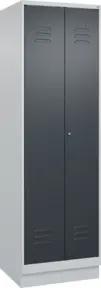 C+P Schwarz-Weiß-Spind Classic PLUS, Sockel, 2 Abteile, 1950x600x500mm, 7035/701 Front RAL 7016 Anthrazitgrau Verschluss Zylinderschloss