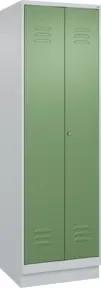 C+P Wäsche-Spind Classic PLUS, Sockel, 2 Abteile, 1950x600x500mm, 7035/6011 Verschluss Zylinderschloss Trennwand mittig
