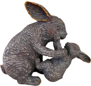 Online-Fuchs Dekofigur - Gartenfigur Hase mit Kind für außen geeignet (Kaninchen), 25 cm groß