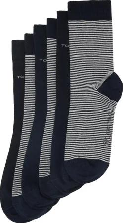 TOM TAILOR Damen Socken im 6er-Pack, blau, Gestreift, Gr. 35-38