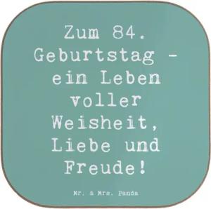 Mr. & Mrs. Panda Getränkeuntersetzer Spruch 84. Geburtstag - Meeresbrise - Geschenk, Erfahrungen, Holzunte, 1-tlg.