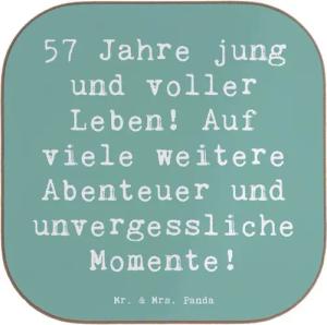 Mr. & Mrs. Panda Getränkeuntersetzer Spruch 57. Geburtstag Jubel - Meeresbrise - Geschenk, Erfahrungen, Al, 1-tlg.