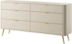Selsey Kommode OVAL, mit 6 Schubladen, goldenen Füßen und Griffen, 172 cm