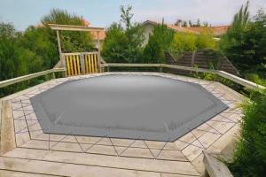AirDeluxe Pool-Abdeckplane Aufblasbare achteckige Poolabdeckung Poolplane, aus LKW Plane 680 g/m² (1360g/m)