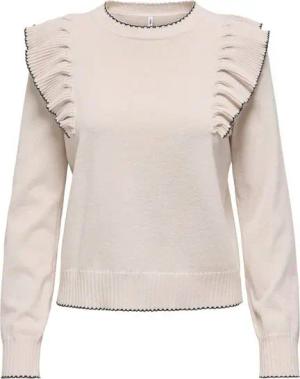 ONLY Strickpullover ONLAMA LIFE LS O-NECK RUFFLE CC KNT