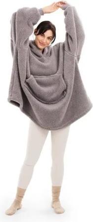 HOMELEVEL Bademantel Unisex Fleece Hoodie Pullover - Pulli mit Kapuze - Kuschelpullover, Polyester