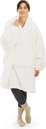 HOMELEVEL Bademantel Unisex Fleece Hoodie Pullover - Pulli mit Kapuze - Kuschelpullover, Polyester