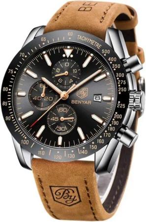 BY BENYAR Herren Uhr Chronograph Analogue Quartz Wasserdicht Business Watch, 30M Wasserdicht Sport Chronograph Analog Quartz Armbanduhren