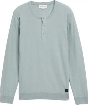 TOM TAILOR Herren Henley Strickpullover aus Baumwolle, blau, Gestreift, Gr. L