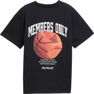 TOM TAILOR Jungen T-Shirt mit Print, schwarz, Uni, Gr. 176