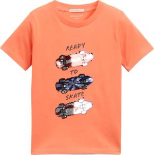 TOM TAILOR Jungen T-Shirt mit Wendepailletten, rot, Uni, Gr. 116/122