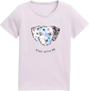 TOM TAILOR Mädchen T-Shirt mit Wendepailletten, lila, Uni, Gr. 92/98