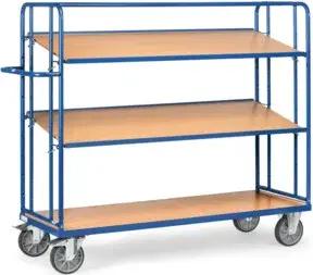 fetra Etagenwagen 4295 mit 3 Böden, Tragkraft 500kg, TPE-Reifen, Böden neigbar