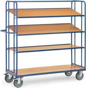fetra Etagenwagen 4395 mit 4 Böden, Tragkraft 500kg, TPE-Reifen, Böden neigbar